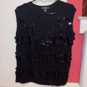 Black party top with sequence